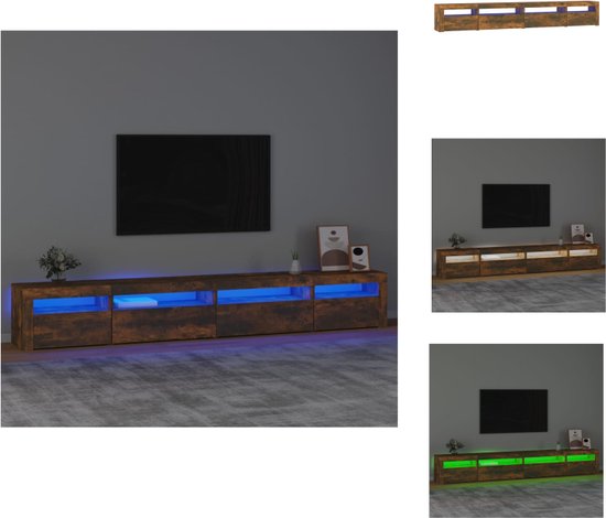 vidaXL TV-meubel - LED-verlichting - Materiaal- bewerkt hout - Afmetingen- 270 x 35 x 40 cm - Kleur- gerookt eiken - Kast