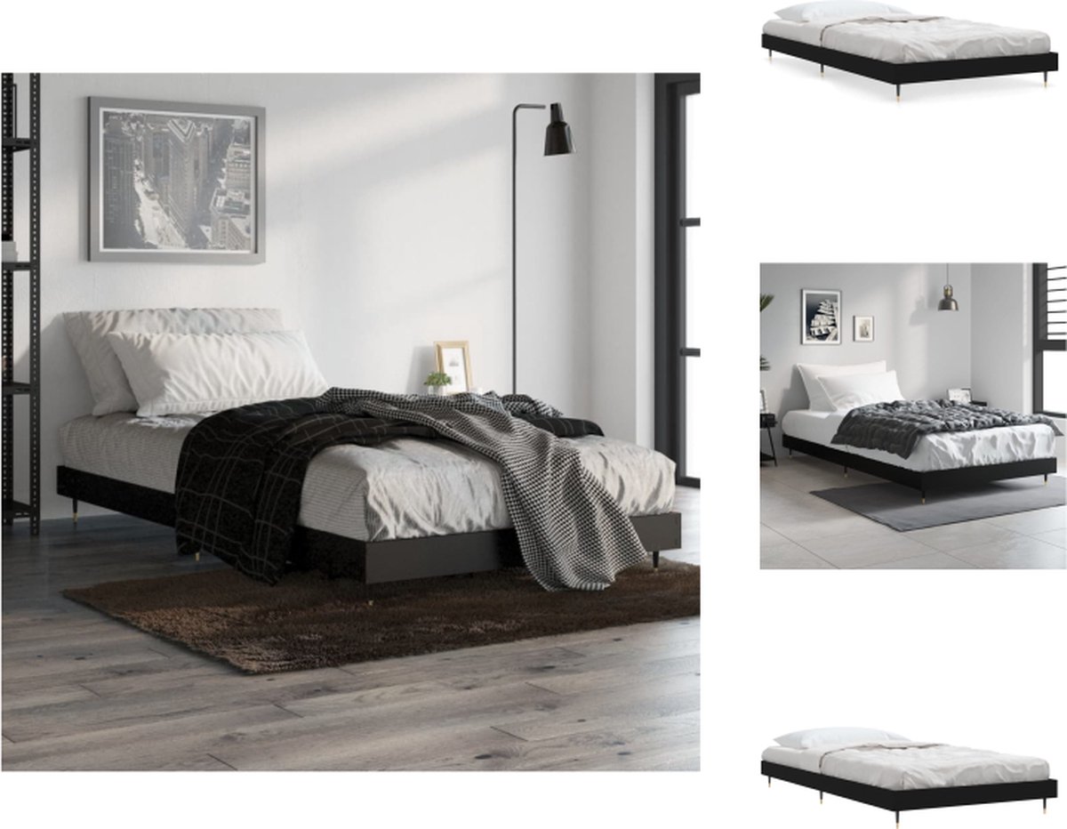 VidaXL Bedframe Metaal en Hout Eenpersoonsbed 193x93x20cm Zwart Bed