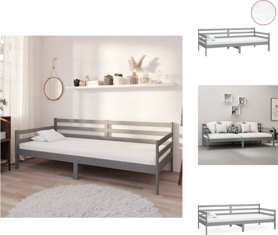 vidaXL Houten Slaapbank - Grijs - 204 x 98 x 70 cm - Massief grenenhout - Bed