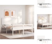 vidaXL Bed Grenenhouten - Bedframes - 205.5 x 165.5 x 82.5 cm - Wit - Bed
