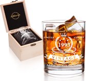 30 Verjaardagscadeaus voor mannen, 1993 whiskyglas in waardevolle houten kist, 360 ml whisky bourbon glas voor een 30-jarige vader, echtgenoot, vriend - 360 ml.