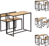 vidaXL Eetkamerset Vintage Mangohout - 90 x 45 x 76 cm - Gepoedercoat IJzeren Frame - Set tafel en stoelen