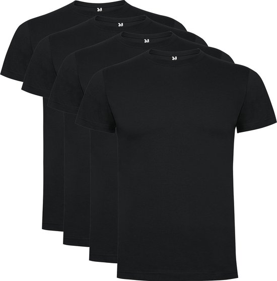 4 Pack Dogo Premium Unisex T-Shirt merk Roly 100% katoen Ronde hals Donker Grijs Maat XXL