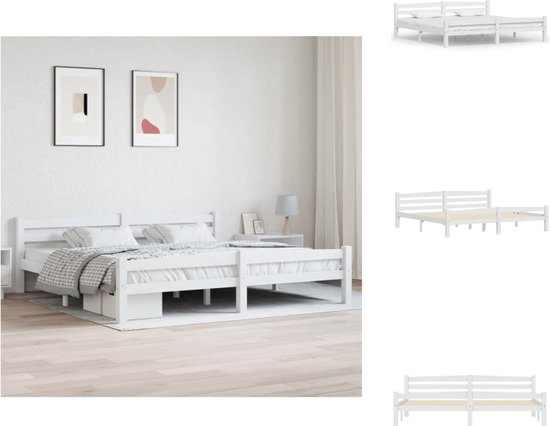 vidaXL Bedframe - - Houten bedframe - 206 x 206 x 66 cm - Wit - Geschikt voor 200 x 200 cm matras - Montage vereist - Bed