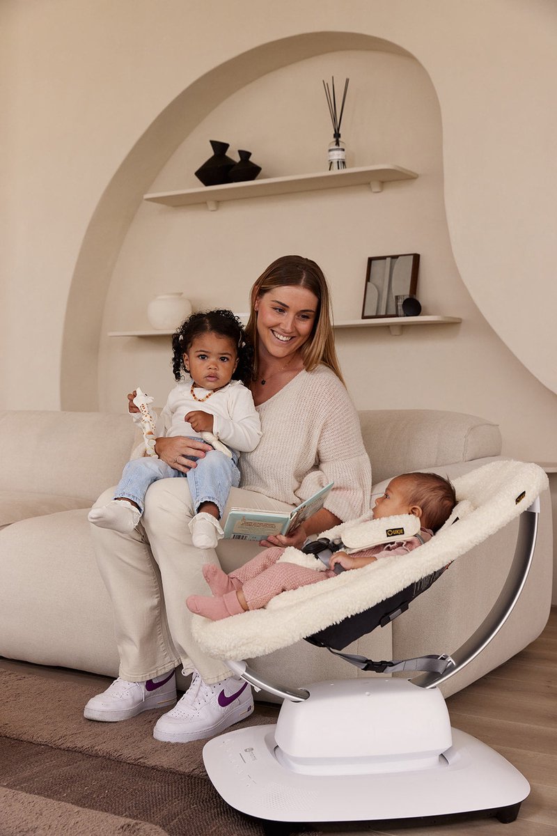 Ukje Verkleinkussen geschikt voor 4Moms Mamaroo 5 Rockaroo Wipstoel - Newborn Insert - Dubbelzijdig - Makkelijk Wasbaar - Perfecte Pasvorm - Zacht Katoen - Teddy Ecru – foto 6