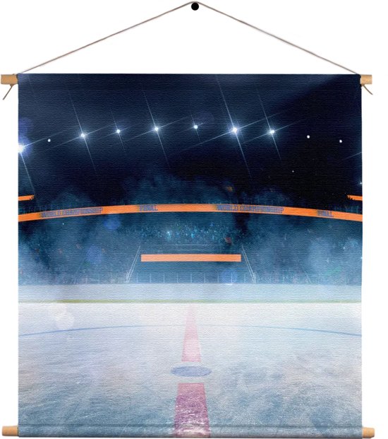 Textielposter Ijshockey Pitch Vierkant M (30 X 30 CM) - Wandkleed - Wanddoek - Wanddecoratie