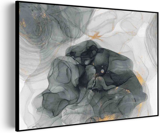 Akoestisch Schilderij Abstract Marmer Look Grijs met Goud 02 Rechthoek Horizontaal Basic L (100 x 72 CM) - Akoestisch paneel - Akoestische Panelen - Akoestische wanddecoratie - Akoestisch wandpaneel