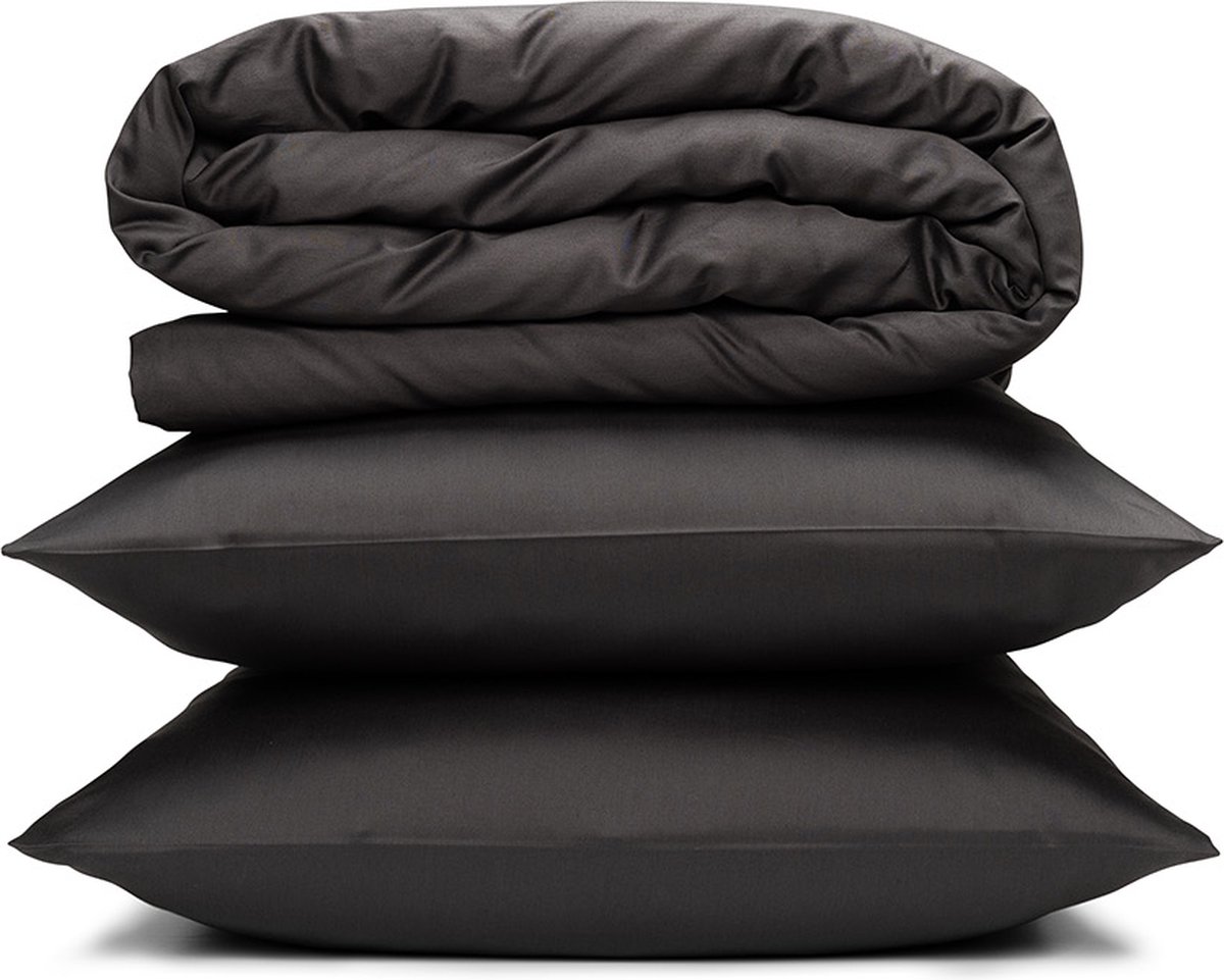 Yodormi - Dekbedovertrek - 100% biologisch katoen - Satijnweving - Premium enkeldraads - Knoopsluiting - Antraciet - 260x220