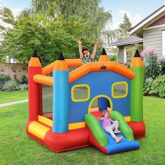 Opblaasbaar Springkasteel Met Glijbaan Zwembad Voor 4 Kinderen