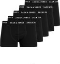 Set van vijf zwarte Jack & Jones trunks met witte logo's op de band.