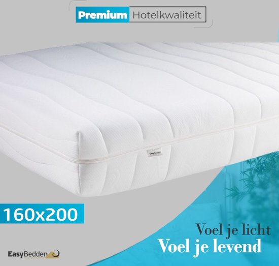 Easy Bedden - 160x200 - 14 cm dik - 7 zones - Koudschuim HR45 Matras - Afritsbare hoes - Premium hotelkwaliteit - 100 % veilig