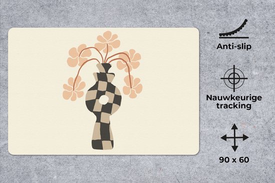 Muismat XXL 90x60 cm - Bureau onderlegger - Bureau mat Bloemen - Vaas - Abstracte kunst - Modern - Bureaumat - Gaming mousepad xl - Bureaulegger groot - Computer deskmat