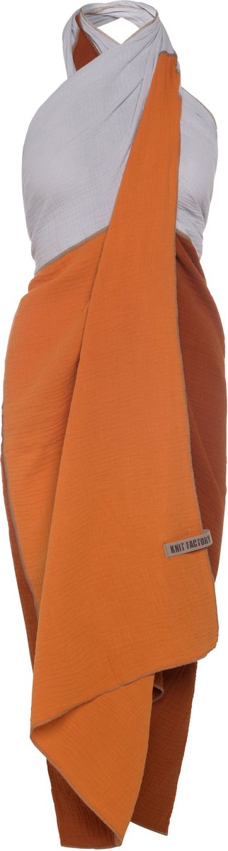 Knit Factory Fay Pareo - XL Sjaal - Sarong - Stranddoek - Strandlaken - Strandjurk voor Dames - Terra/Roest - Duurzaam & Milieuvriendelijk - 100% Biologisch katoen