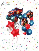 Loha-party® 53 stuks Voertuig ballonnen sets-monstermachines-papier confittie ballon-rode stervorm folie ballon- verjaardagsfeestdecoraties-monster truck ballon-monstertruck feestaccessoires-jongen