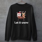Lekker Waus Foute Kersttrui Zwart - Let It Snow - Maat S - Kerst Outfit Dames & Heren