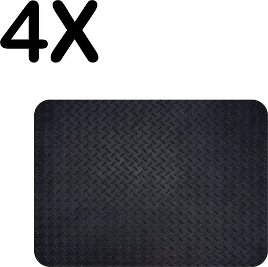 BWK Flexibele Placemat Zwarte Traanplaat Metalen Textuur Set van