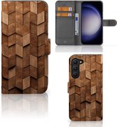 Book Style Case geschikt voor Samsung Galaxy S23 Plus Wooden Cubes