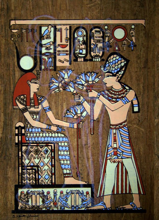 Egyptische papyrus met een afbeelding van Hathor