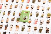 Boba Thee, Frappuccino's en Koffie Stickers - Set van 45 - Planner Agenda Stickers - Scrapbookdecoraties - Bujo Stickers - Geschikt voor Volwassenen en Kinderen