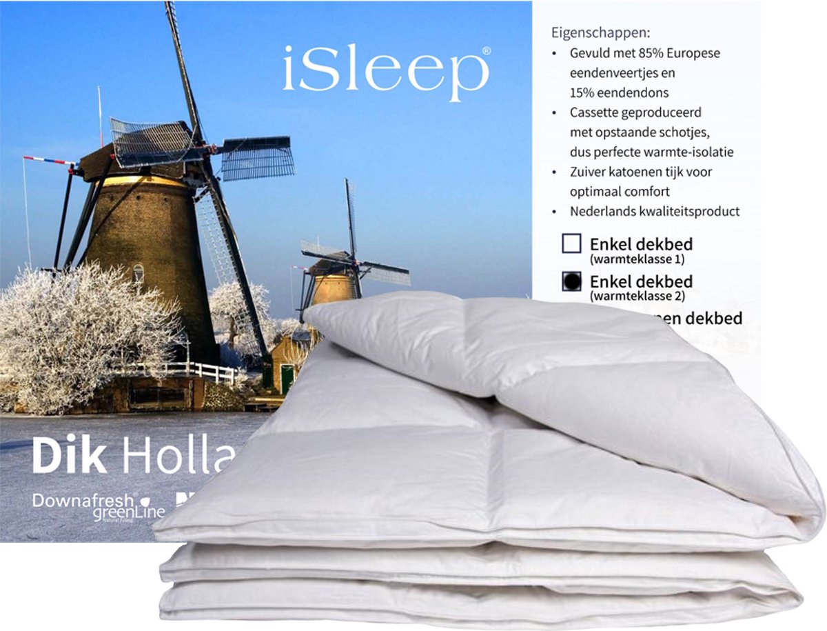 iSleep Dekbed - Enkel - 15% Dons (Warmteklasse 2) - Tweepersoons - 200x200 cm