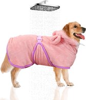 Lexium Hondenbadjas - Maat L - Roze - Badjas Voor Honden - Honden Badjas