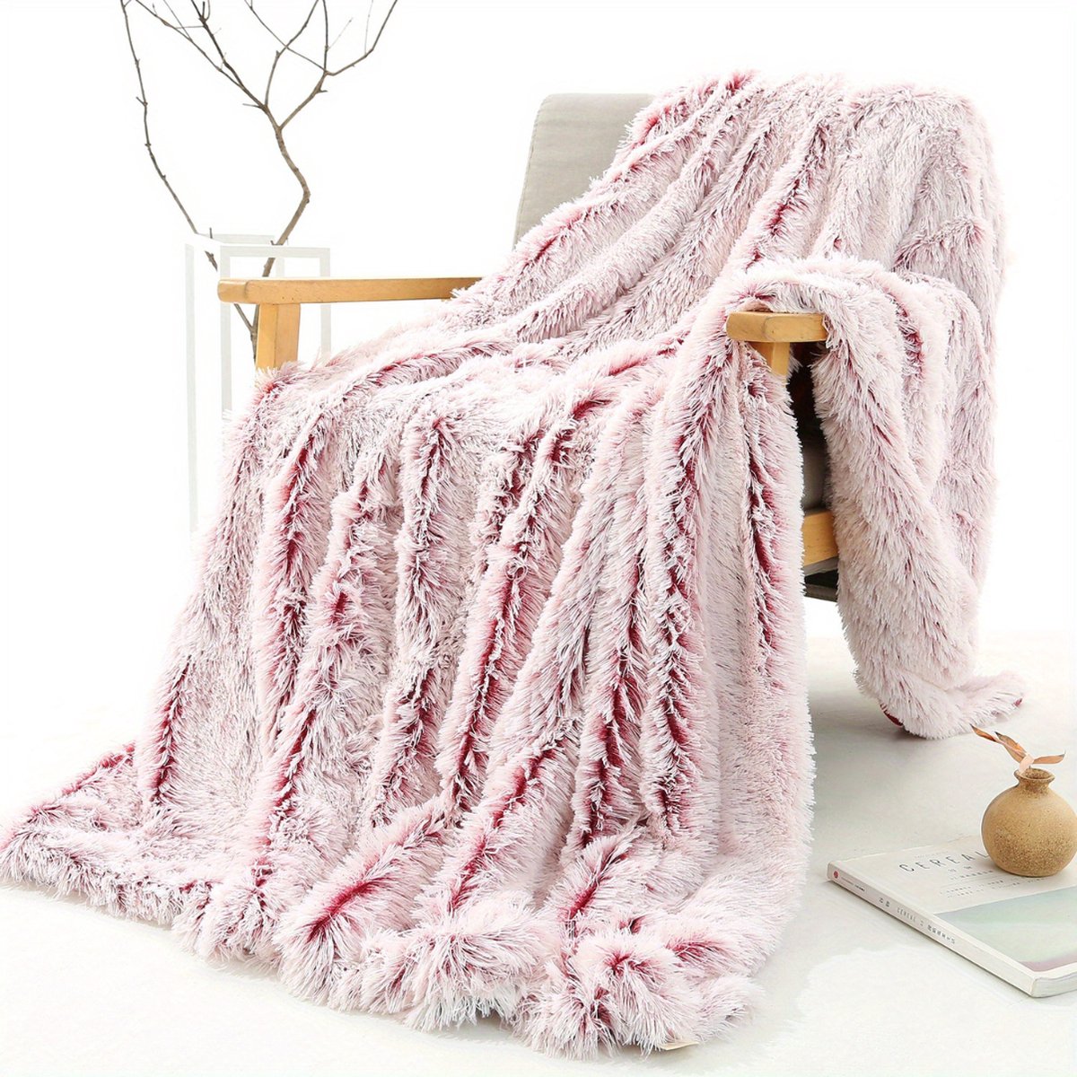 Livano Plaid - Dekentje - Pluche - Wollen - Fleece - Deken - Knuffeldeken - Bank Deken - Wijn Rood - 160x200cm