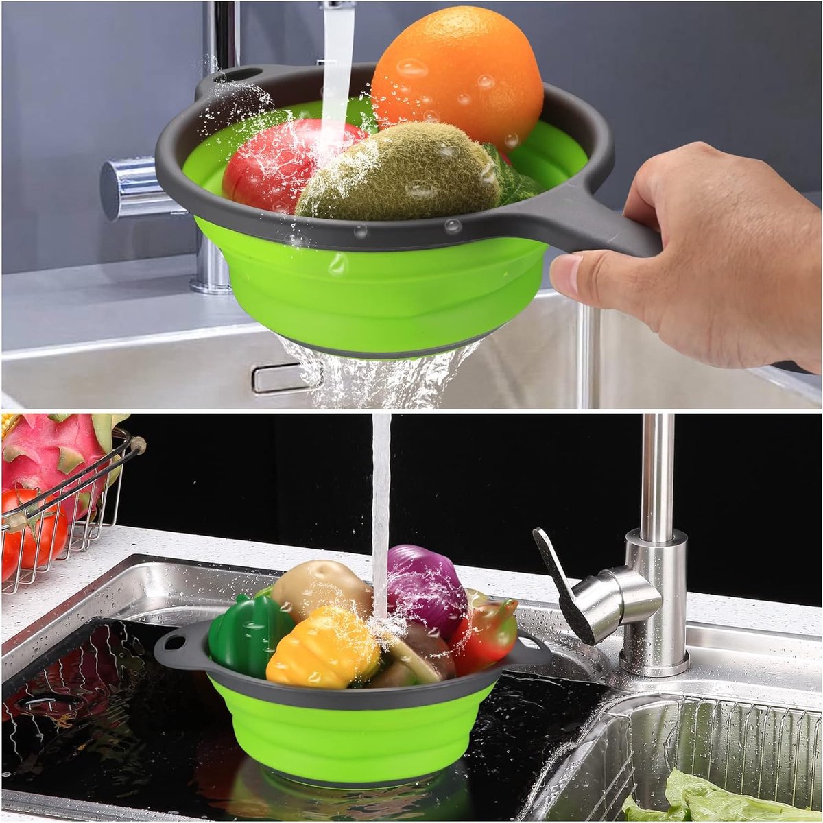 Passoire Rotative Double Couche - Panier Égouttoir Et Rangement Pour Légumes, Fruits, Aliments - Qualité Alimentaire