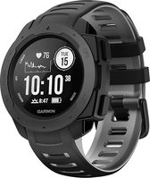 Strap-it Siliconen sport smartwatch bandje met gespsluiting - geschikt voor Garmin Instinct 1 / Garmin Instinct 2 - zwart/grijs