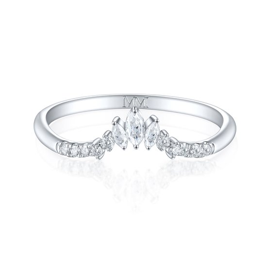 Serenella - Platinum Marquise en Ronde Moissanite Trouwring