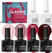 Mylee Gel Nagellak Set 4x10ml Kleuren + Top & Base Coat [Classic Collection] UV/LED Gellak Nail Art Manicure Pedicure, Professioneel & Thuisgebruik - Langdurig en gemakkelijk aan te brengen