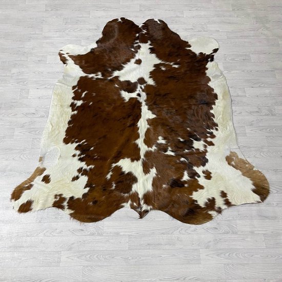 Lederstore Cuir de vache marron noir blanc tricolore Normandier 210x200cm M/L
