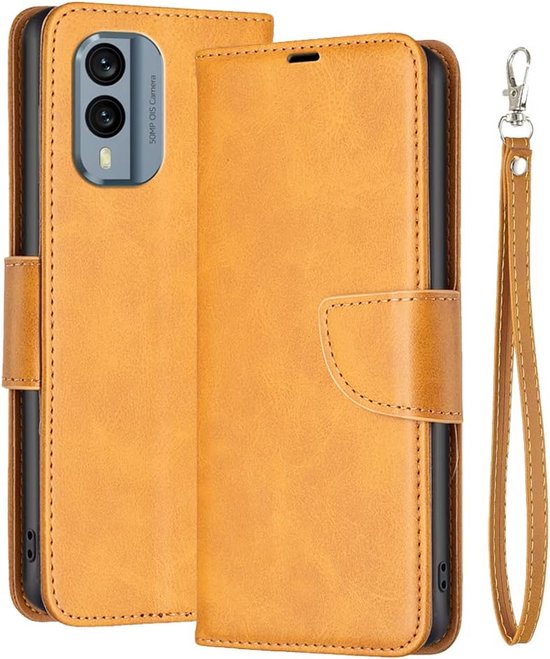 Geschikt voor Nokia X30 5G lederen hoesje portemonnee hoesje holster met kaarthouder stand-view flip - Geel