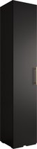 Opbergkast Kledingkast met 1 draaideuren Garderobekast slaapkamerkast Kledingstang met planken | Gouden Handgrepen, elegante kledingkast, glamoureuze stijl (LxHxP): 50x237x47 cm - IVONA 3 (Zwart, 50 cm)