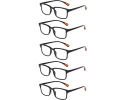 XYZ Eyewear Set van 5 Leesbrillen +3.00 - Dames - Heren - Leesbrillen - Trendy - Lees bril - Leesbril met sterkte - Voordeel - Grip - Zwart - Met sterkte +3.00