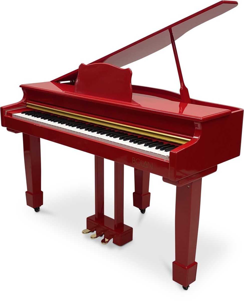 Bolan GP-1 digitale vleugel rood hoogglans - babyvleugel - elektrische piano 88 toetsen - gewogen toetsen - bluetooth verbinden met mp3 en midi