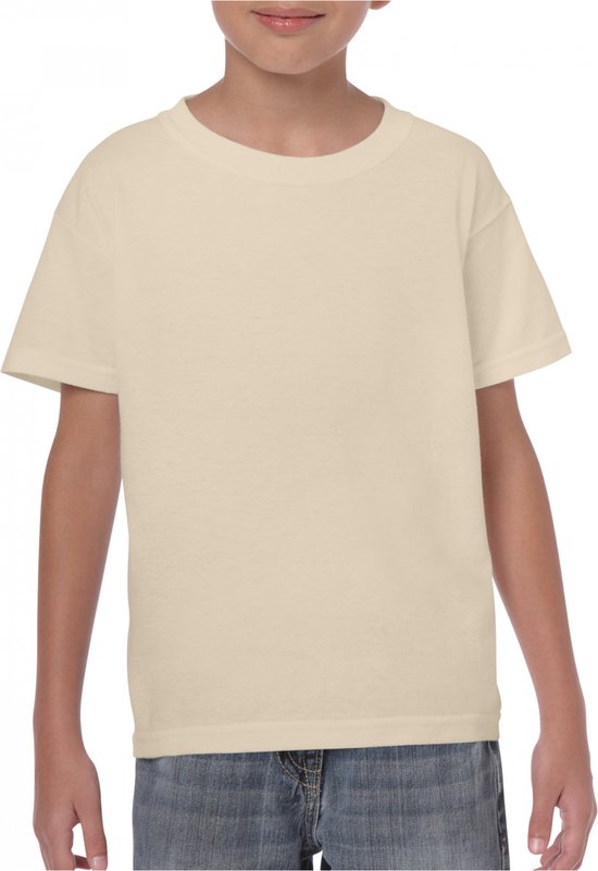 T-shirt Kind 7/8 years (M) Gildan Ronde hals Korte mouw Sand (x72) 100% Katoen
