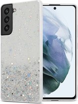 Cadorabo Hoesje voor Samsung Galaxy S21 FE in Transparant met Glitter - Beschermhoes van flexibel TPU silicone met fonkelende glitters Case Cover Etui