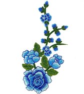 Bloemen Bloem Tak Opnaai Embleem Patch Blauw 13.5 cm / 29 cm / Blauw Groen