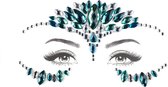 Boozyshop ® Glitter Face Jewels Ellen - Festival glitter gezicht - Rhinestones - Plak diamantjes - Zelfklevende plaklaag - Blauw, groen