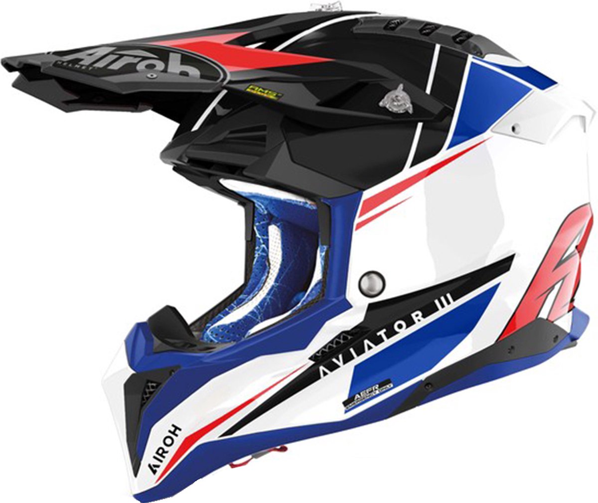 Airoh Aviator 3 Push Blue Red Helmet XL - Maat XL - Helm