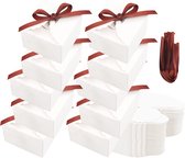 Belle Vous 60 Pak Witte Hobby Geschenkdoos – 4,5 x 6,5 x 6,5 cm – Vierkant Papieren Dozen met Lint Feest Thema, Huwelijk, Verjaardag, Hobby en Aanzoek – Makkelijk te Assembleren