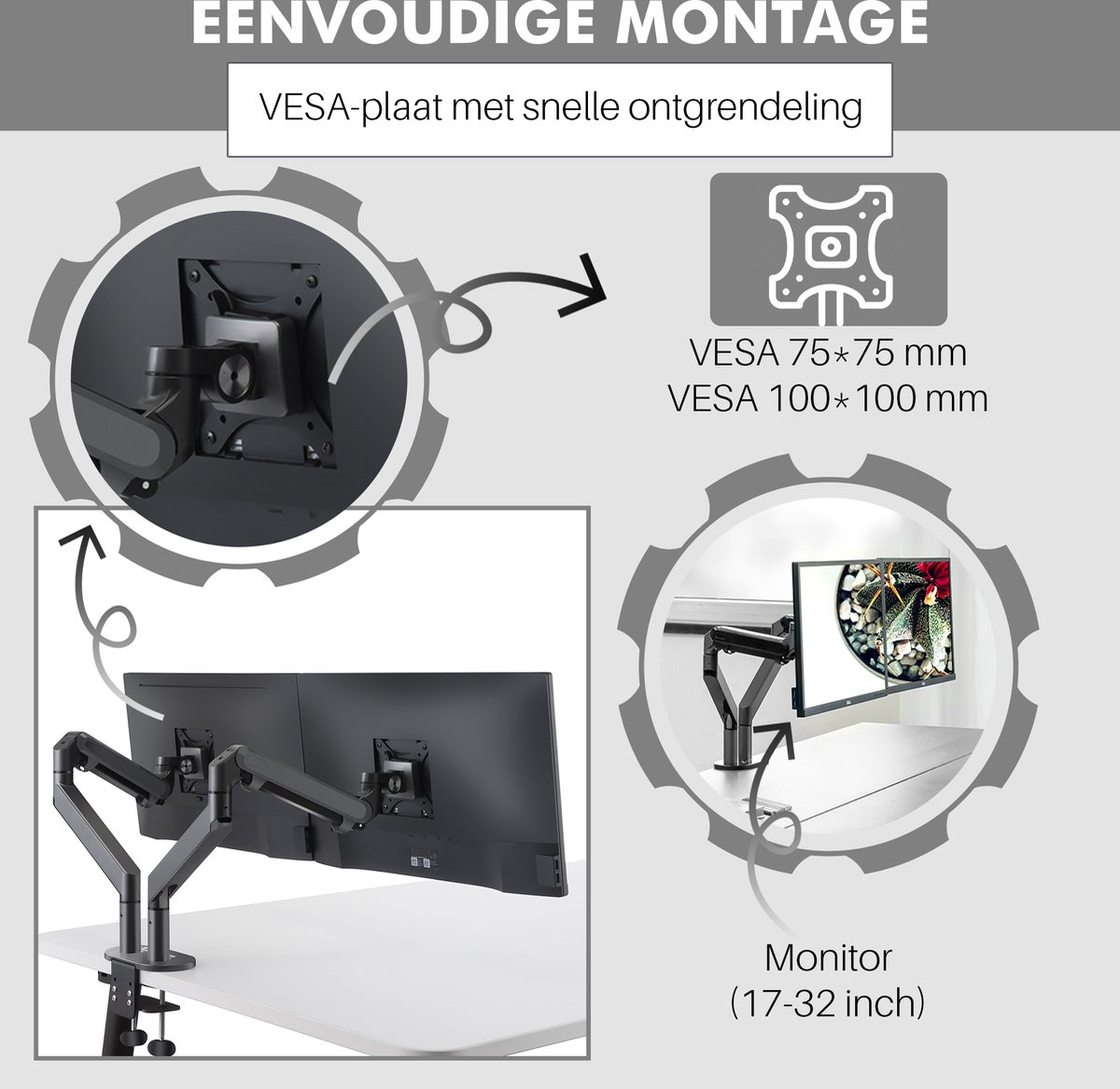 LEVANTU Dubbele Monitor Arm thumbnail 4
