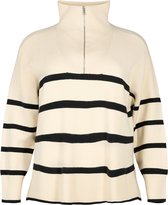 ZIZZI MZOE, L/S, ZIP PULLOVER Dames Blouse - Beige - Maat S (42-44)