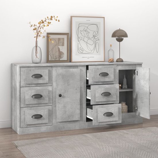 Dressoir 102x33x75 cm bewerkt hout betongrijs | -nl