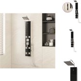 vidaXL Système de panneau de douche - Zwart - Acier inoxydable - 18 x 45,5 x 130 cm - Douche à effet de pluie - Massage - Douchette à main - Matériel de montage pour accessoires de salle de bain