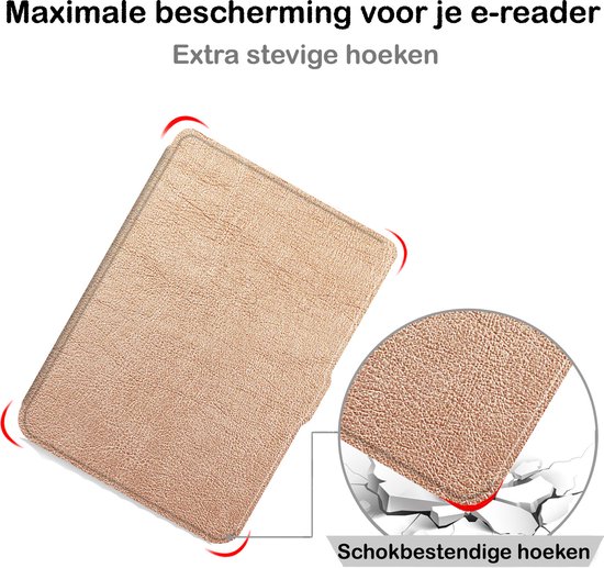 Hoesje Geschikt voor Kobo Clara HD Hoesje Luxe Bescherm Case Met Screenprotector - Hoes Geschikt voor Kobo Clara HD Hoes Book Cover - Rosé Goud van Hoesje  — afbeelding 3