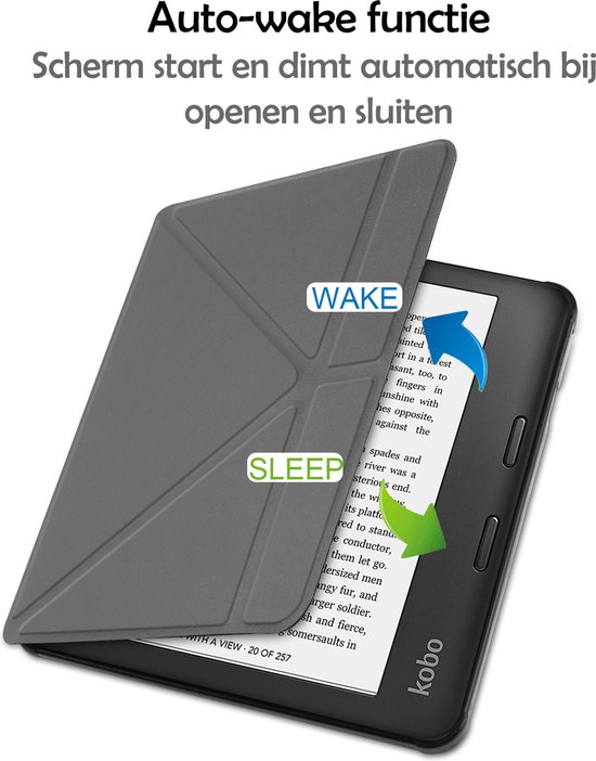 Hoesje Geschikt voor Kobo Libra 2 Hoes Bescherm Hoesje Case Sleep Cover Trifold Met Screenprotector - Hoes Geschikt voor Kobo Libra 2 Hoesje - Grijs van Hoesje  — afbeelding 4