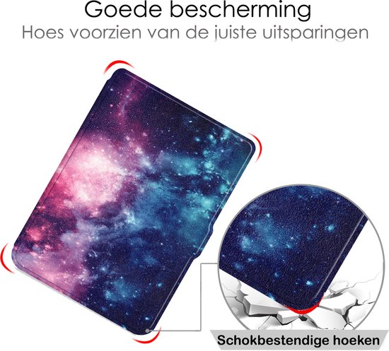 Hoes Geschikt voor Kobo Clara HD Hoesje Bookcase Cover Book Case Hoes Sleepcover Met Screenprotector - Galaxy van i12Cover — afbeelding 3