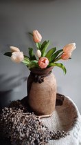Tulpen bos kunst zalm met 7 tulpen mooi grote echtheid