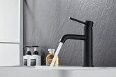 Designer Bathroom Tap Made of Stainless Steel | Black | Timeless and Modern Design from Denmark | Single Lever Mixer Tap for Bathroom | Washbasin Tap | High Quality and Durability